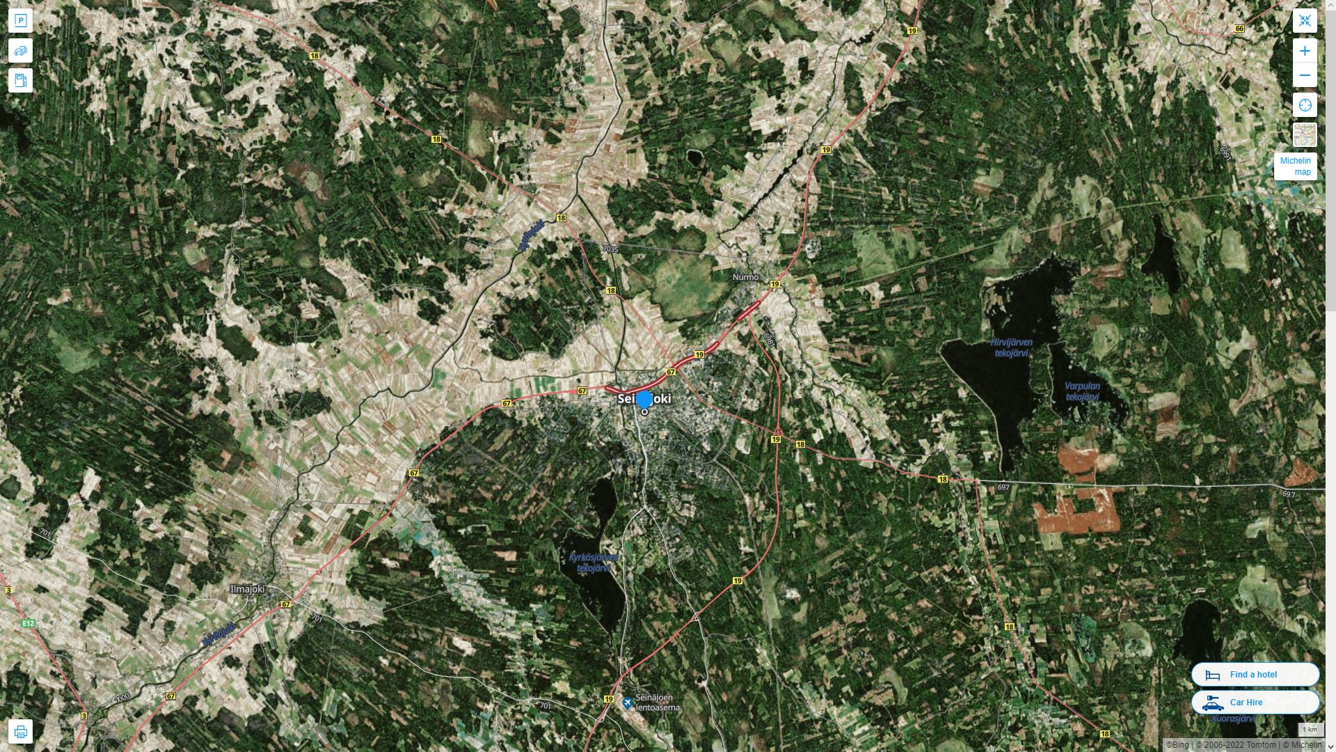 Seinajoki Highway and Road Map with Satellite View